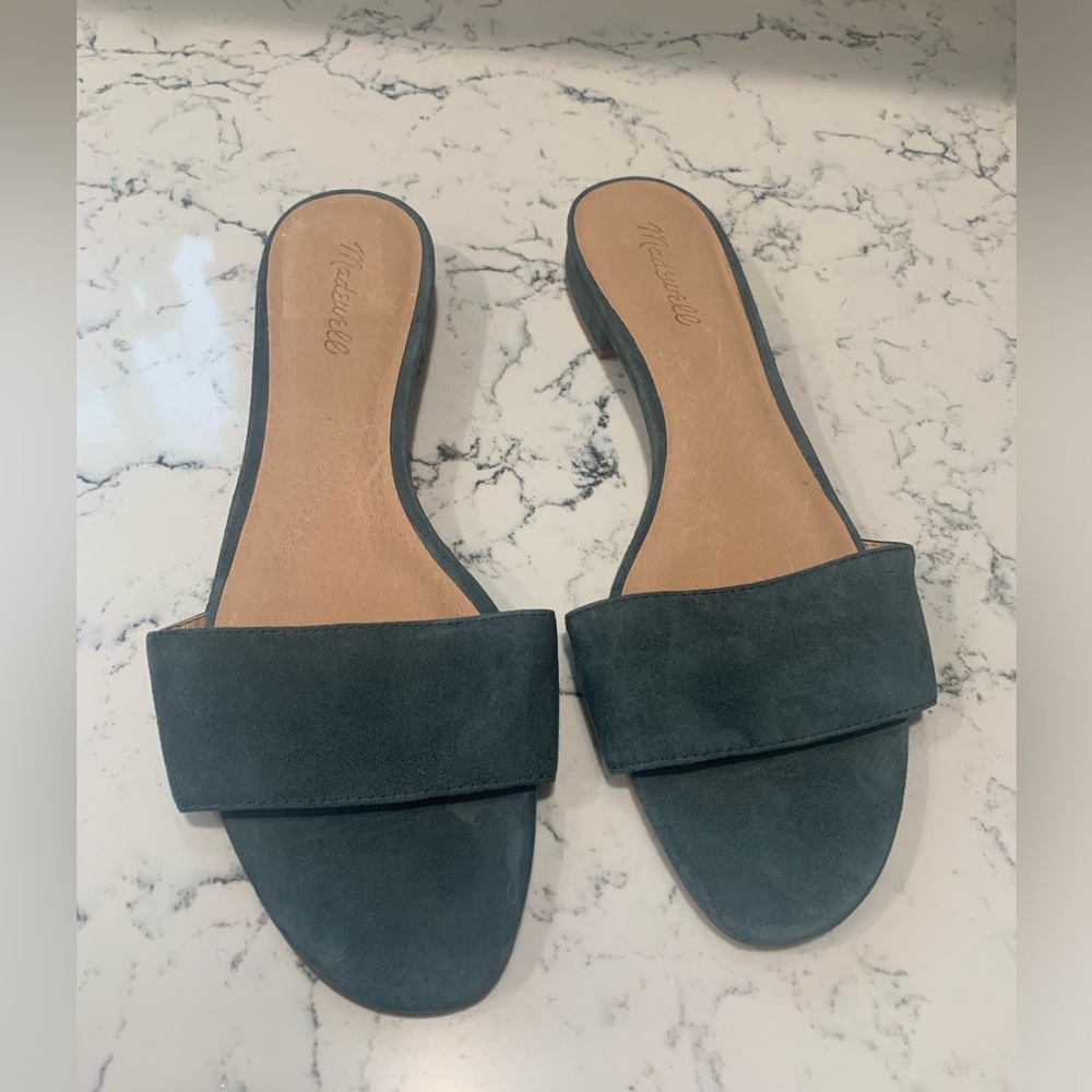 Madewell Dark Green Suede Sandals